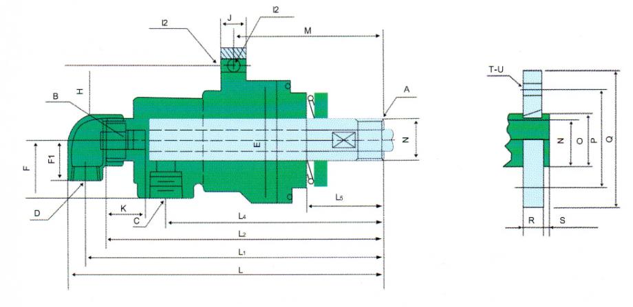 QRS-XF型旋轉(zhuǎn)接頭規(guī)格尺寸示意圖