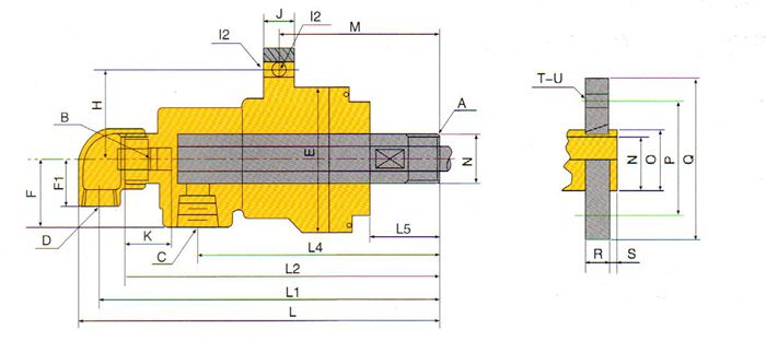 QRS-X型旋轉(zhuǎn)接頭規(guī)格尺寸示意圖